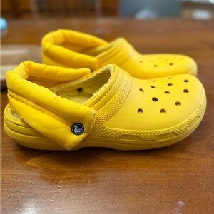 CROCS Yellow Lined Classic Clog Mules